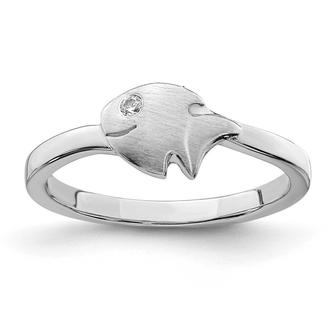 Childs Satin CZ Diamond Fish Ring Sterling Silver Rhodium-plated QR6810, MPN: QR6810, 883957963839