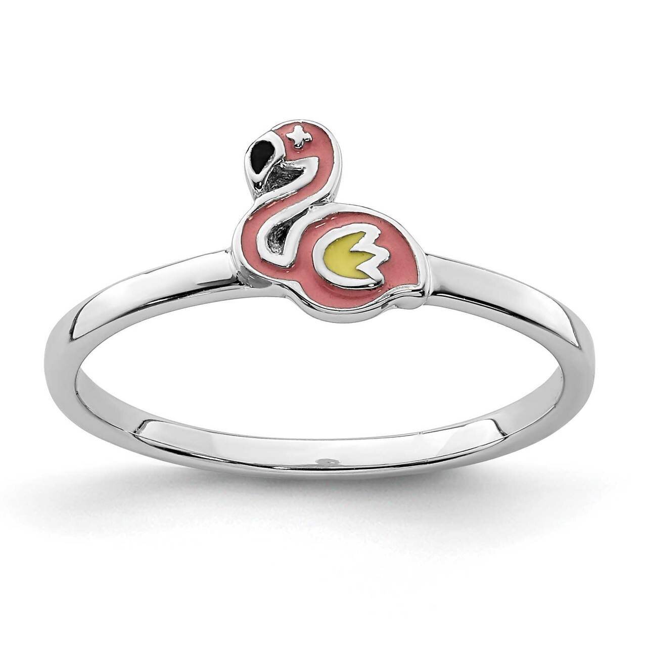 Childs Enameled Flamingo Ring Sterling Silver Rhodium-plated QR6813, MPN: QR6813, 883957834399