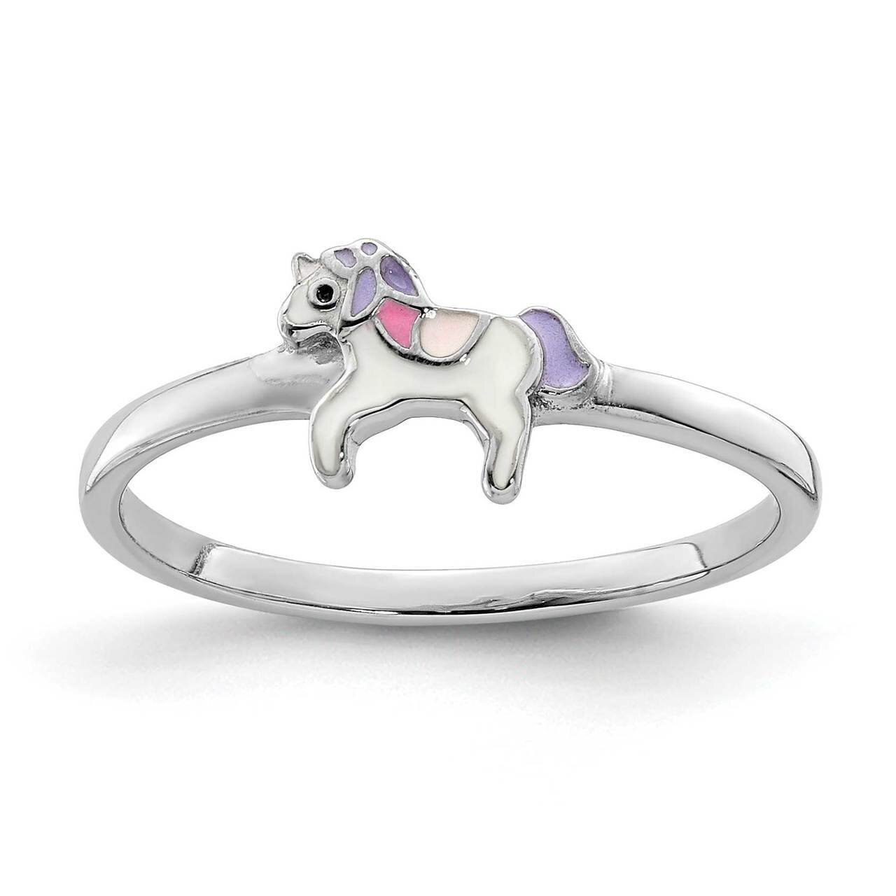 Childs Enameled Unicorn Ring Sterling Silver Rhodium-plated QR6816, MPN: QR6816, 886774113135