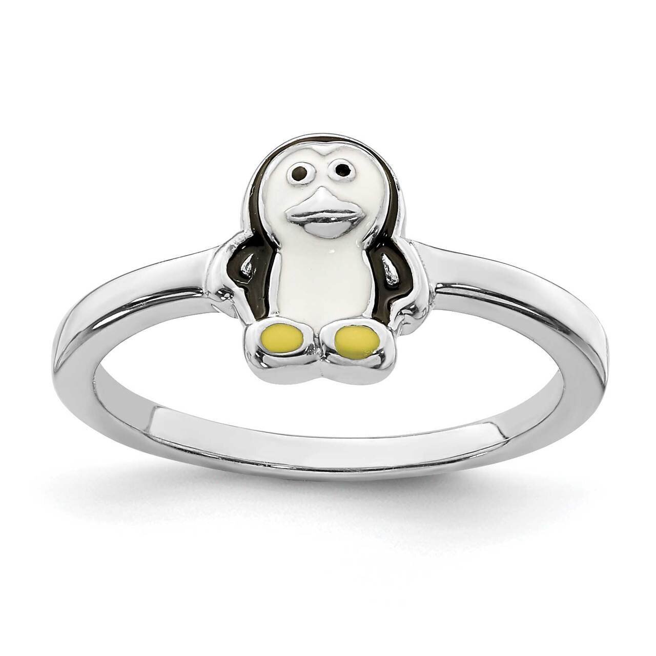 Childs Enameled Penguin Ring Sterling Silver Rhodium-plated QR6819, MPN: QR6819, 883957954660