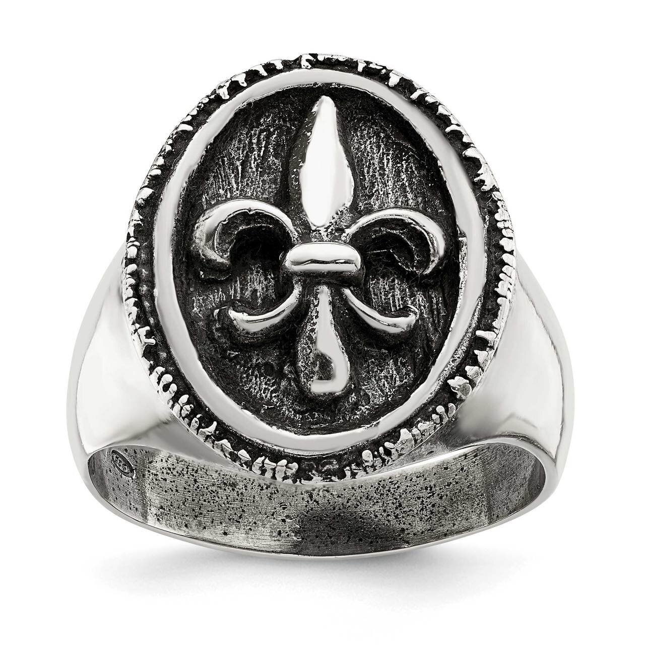 Fleur de Lis Ring Sterling Silver Antiqued QR6827, MPN: QR6827,