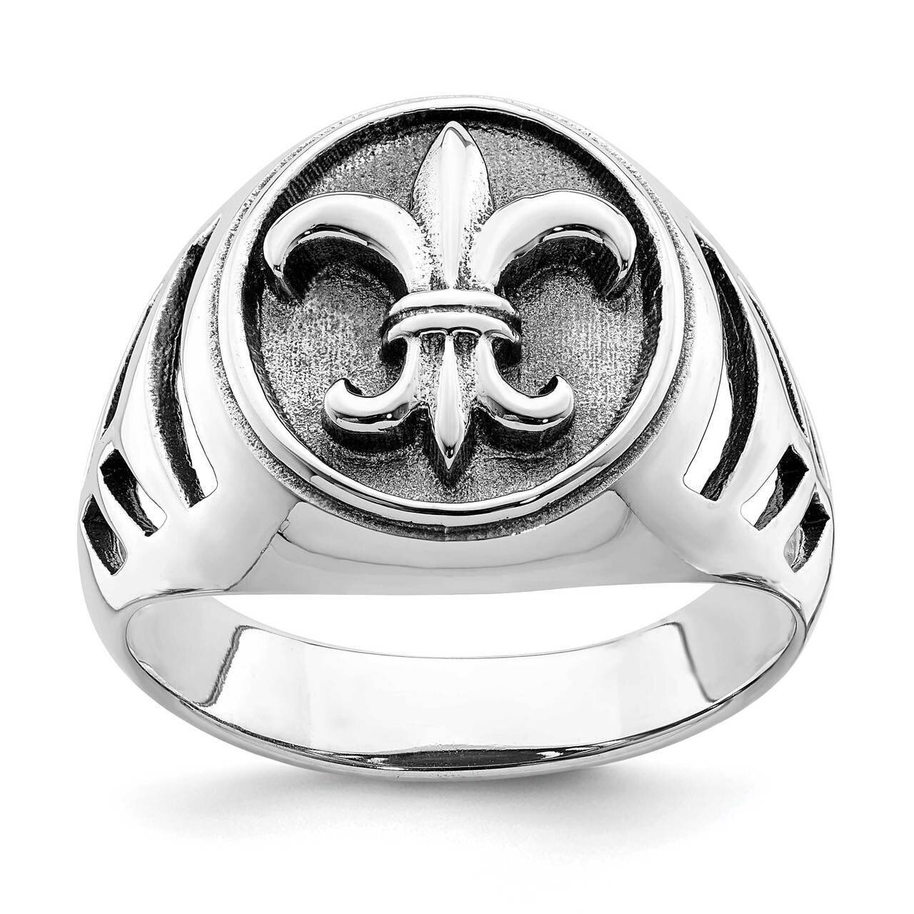 Fleur de lis Ring Sterling Silver Antiqued QR6829