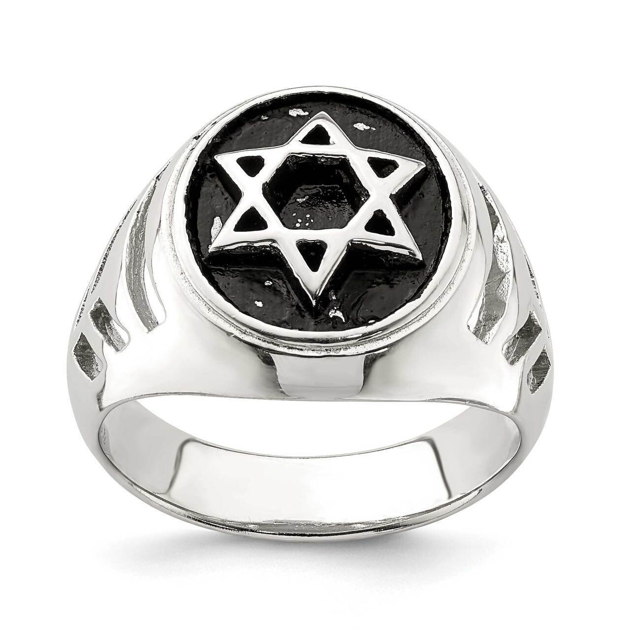 Star of David Ring Sterling Silver Antiqued QR6831, MPN: QR6831, 886774016153
