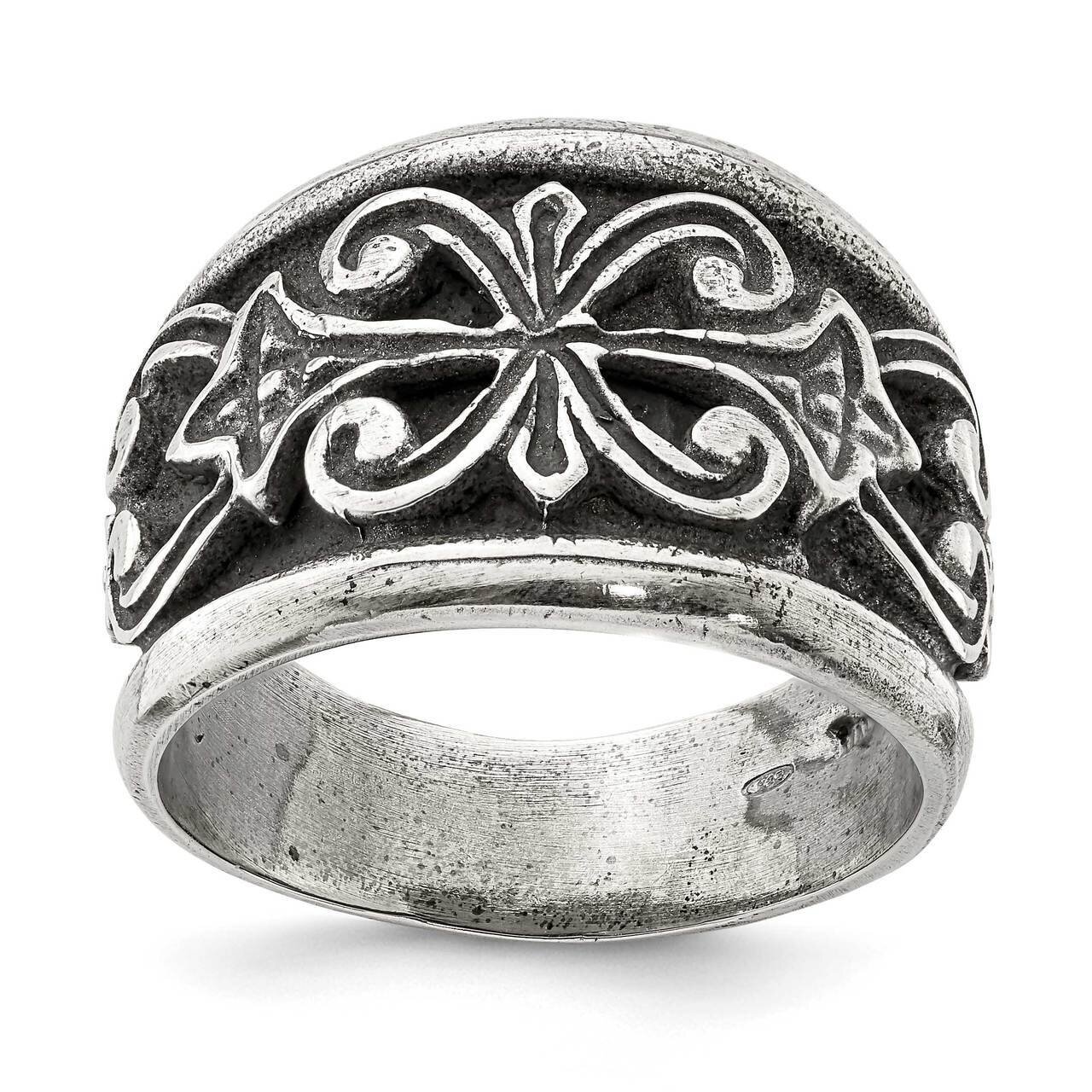 Scroll Design Ring Sterling Silver Antiqued QR6833, MPN: QR6833,