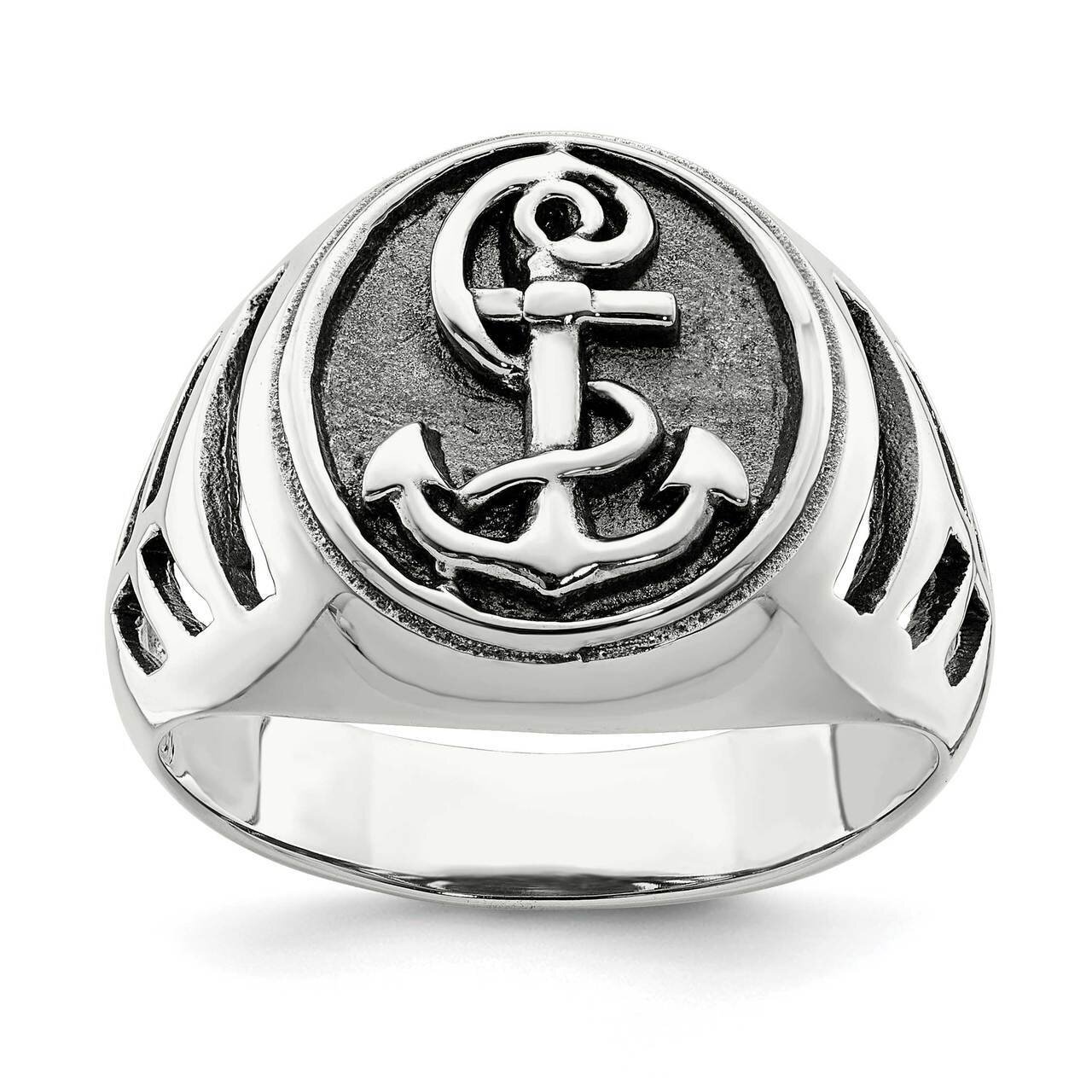 Anchor Ring Sterling Silver Antiqued QR6835