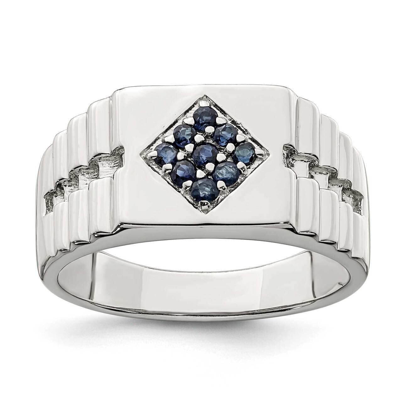 Men&#39;s Blue Sapphire Ring Sterling Silver QR6838