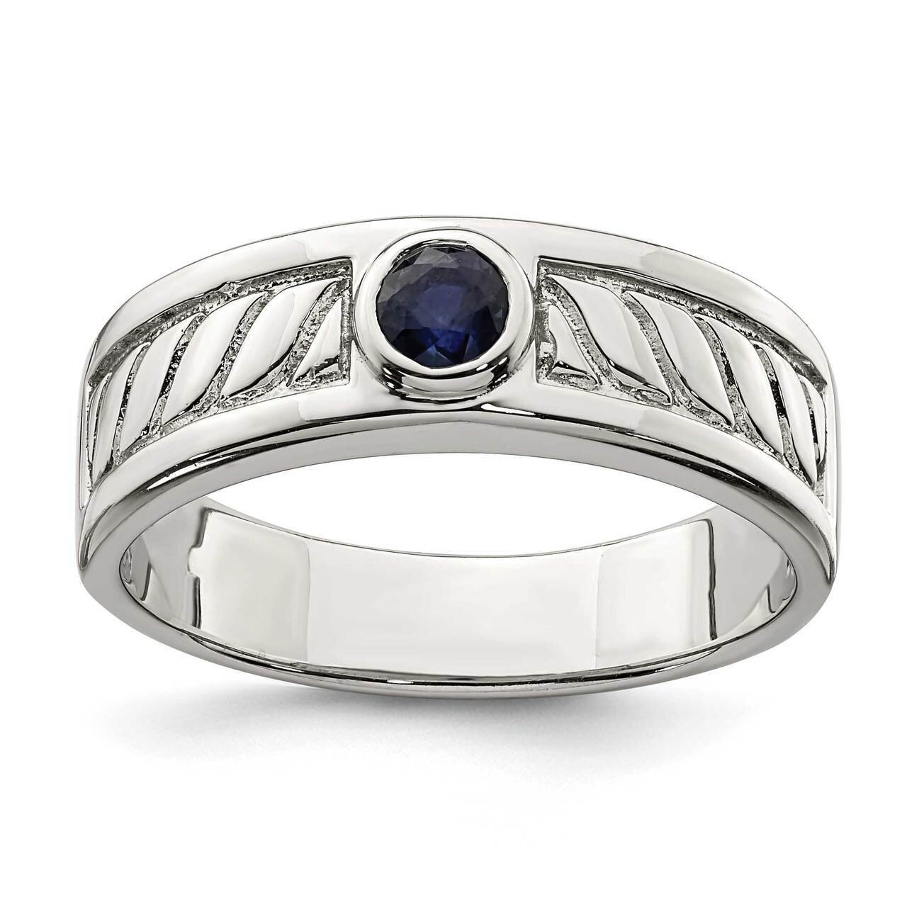 Men's Blue Sapphire Ring Sterling Silver QR6845