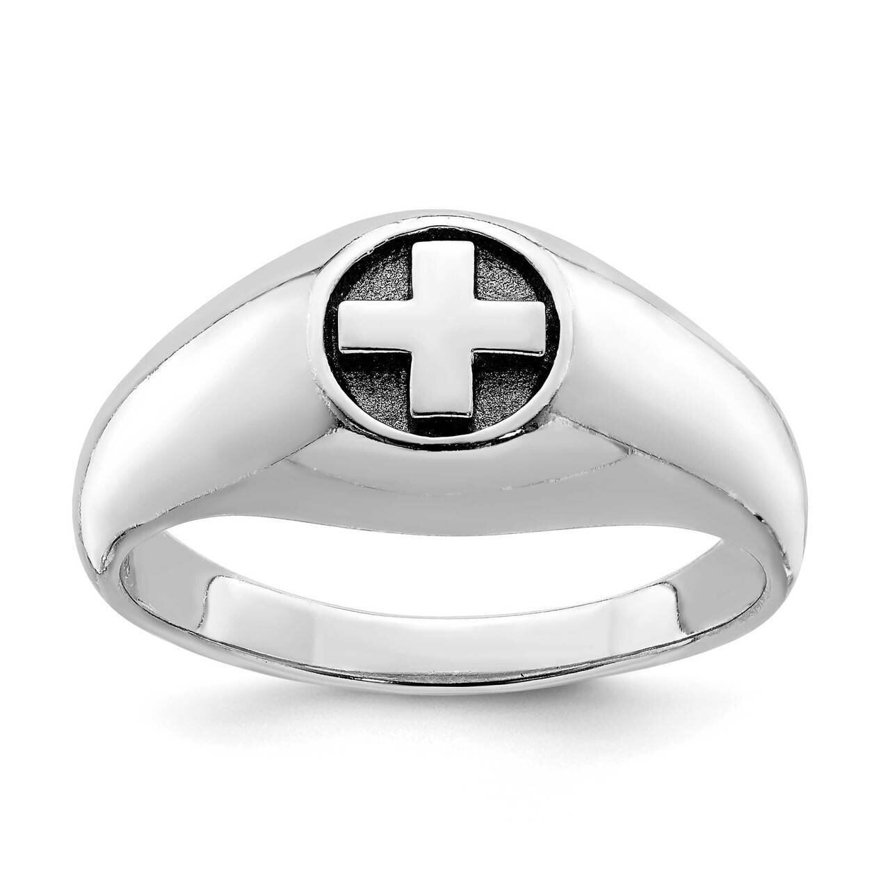Antiqued Cross Ring Sterling Silver Rhodium-plated QR6849