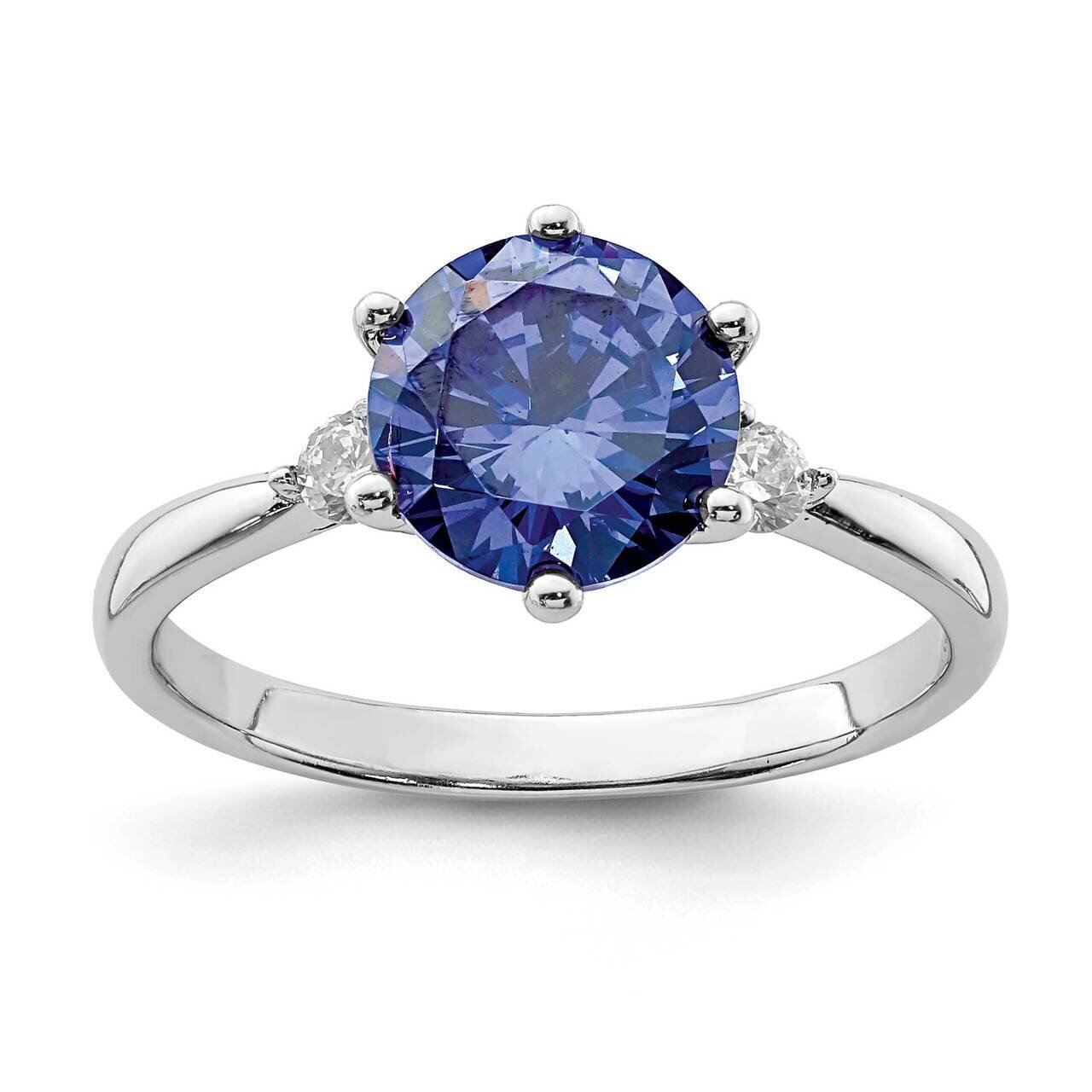 Blue and White CZ Diamond Ring Sterling Silver Rhodium Plated QR6859, MPN: QR6859, 886774086125
