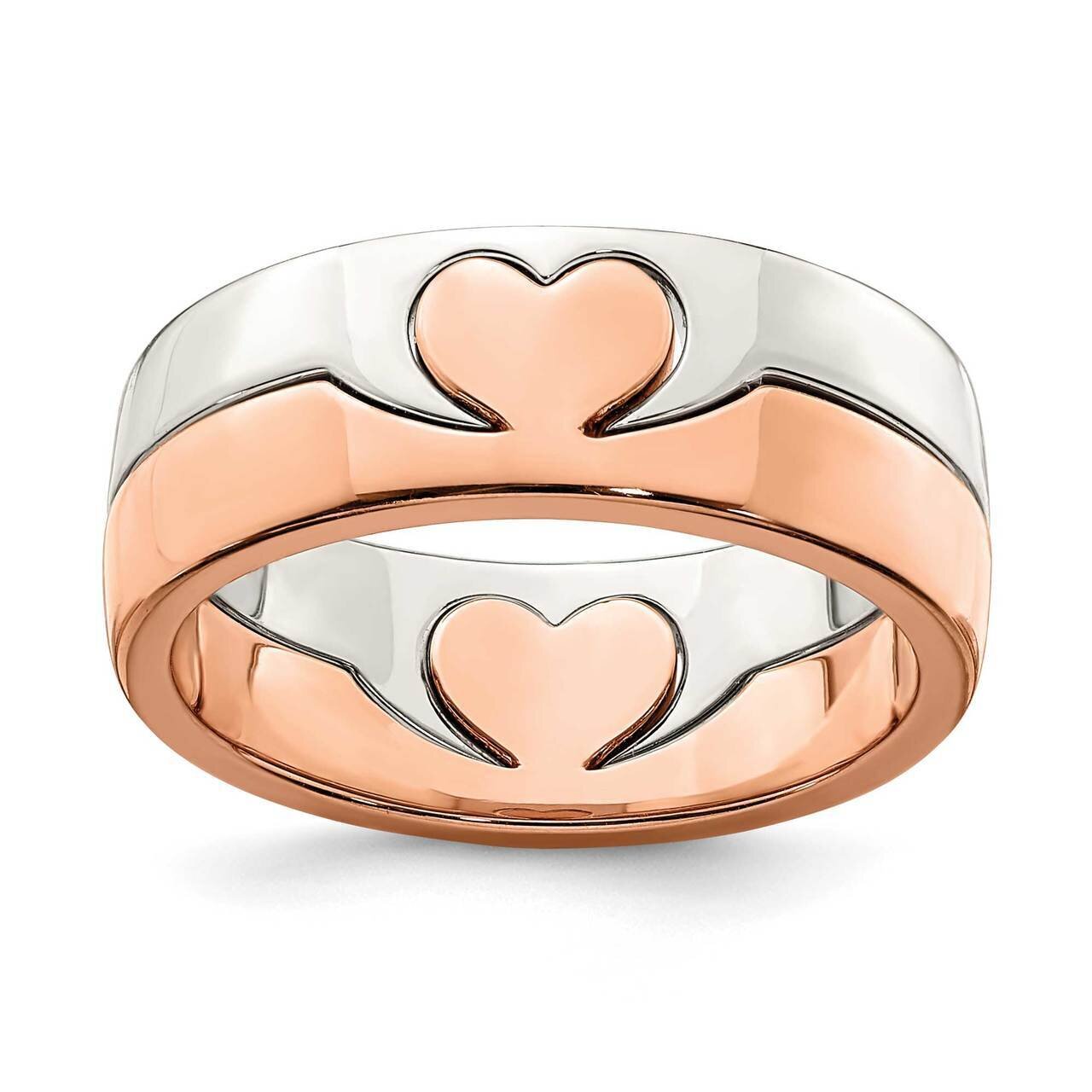 Double Heart Ring Sterling Silver Rose-tone QR6875, MPN: QR6875, 886774015781