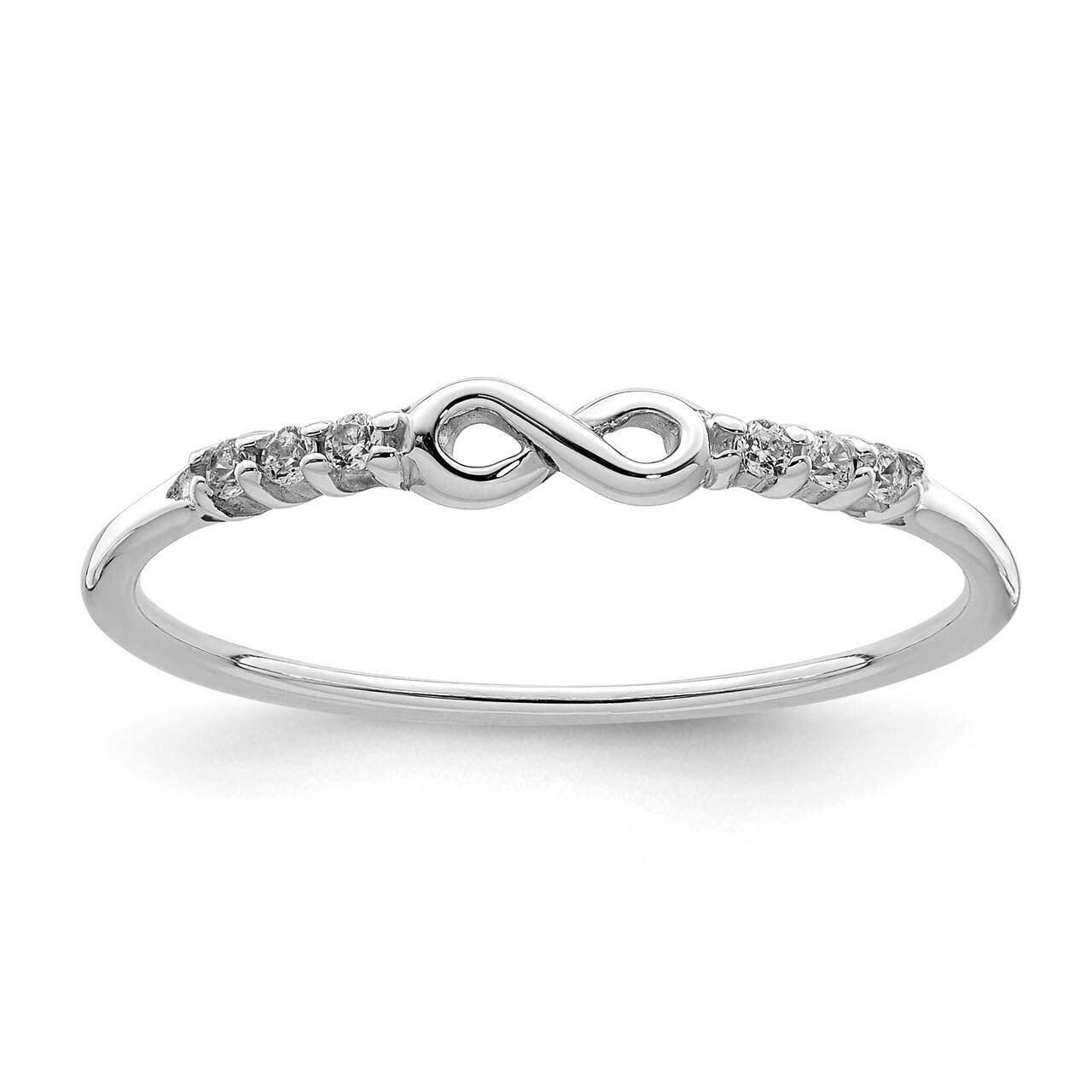 Infinity Ring Sterling Silver Rhodium Plated CZ Diamond QR6881