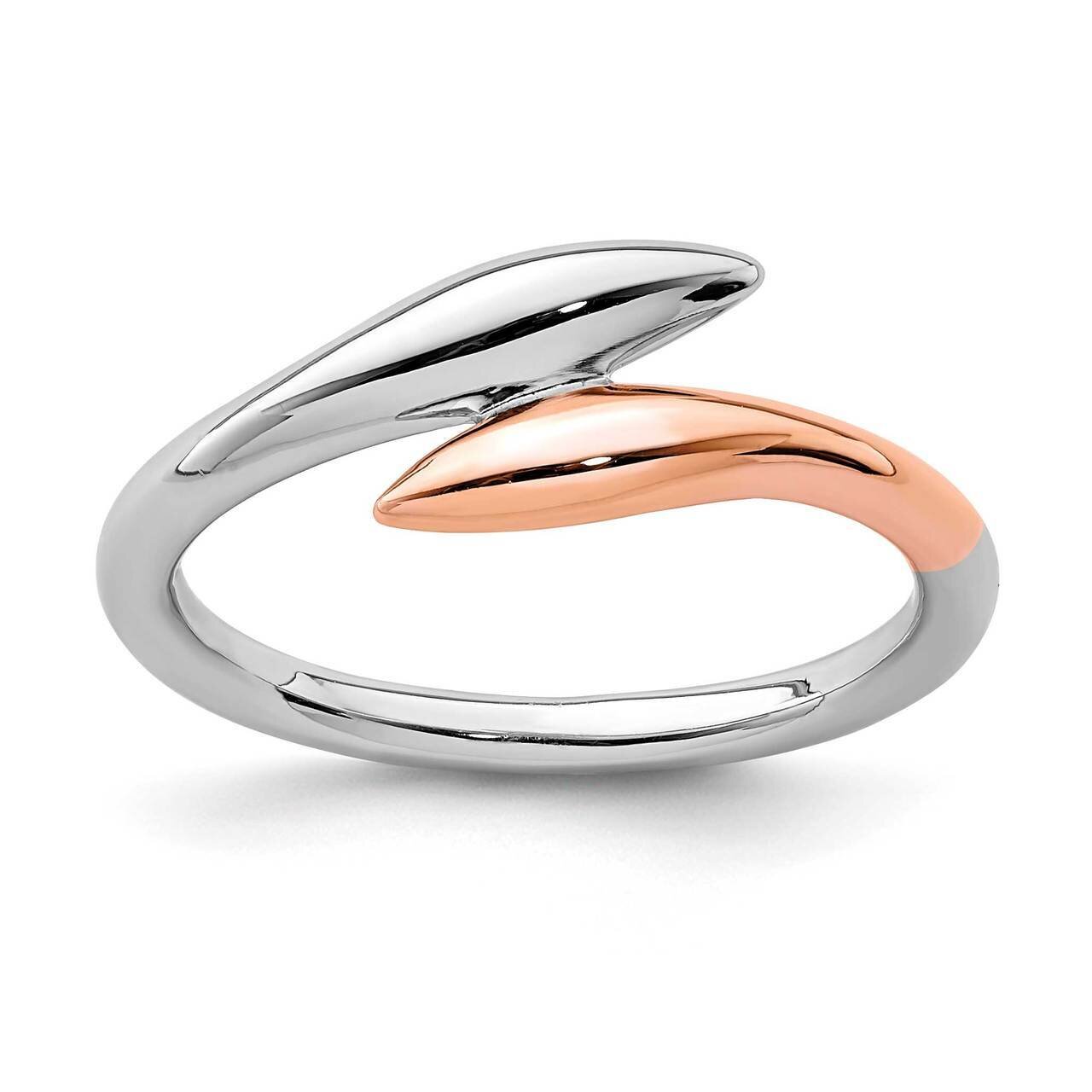 Rose Gold-tone Bypass Ring Sterling Silver Rhodium-plated QR6896, MPN: QR6896, 883957942452