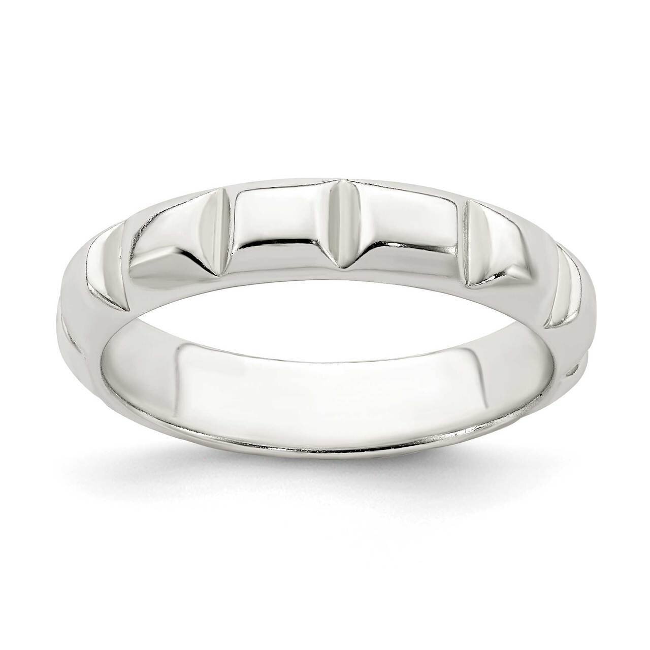 Notched Design Band Ring Sterling Silver QR6897, MPN: QR6897, 886774092430