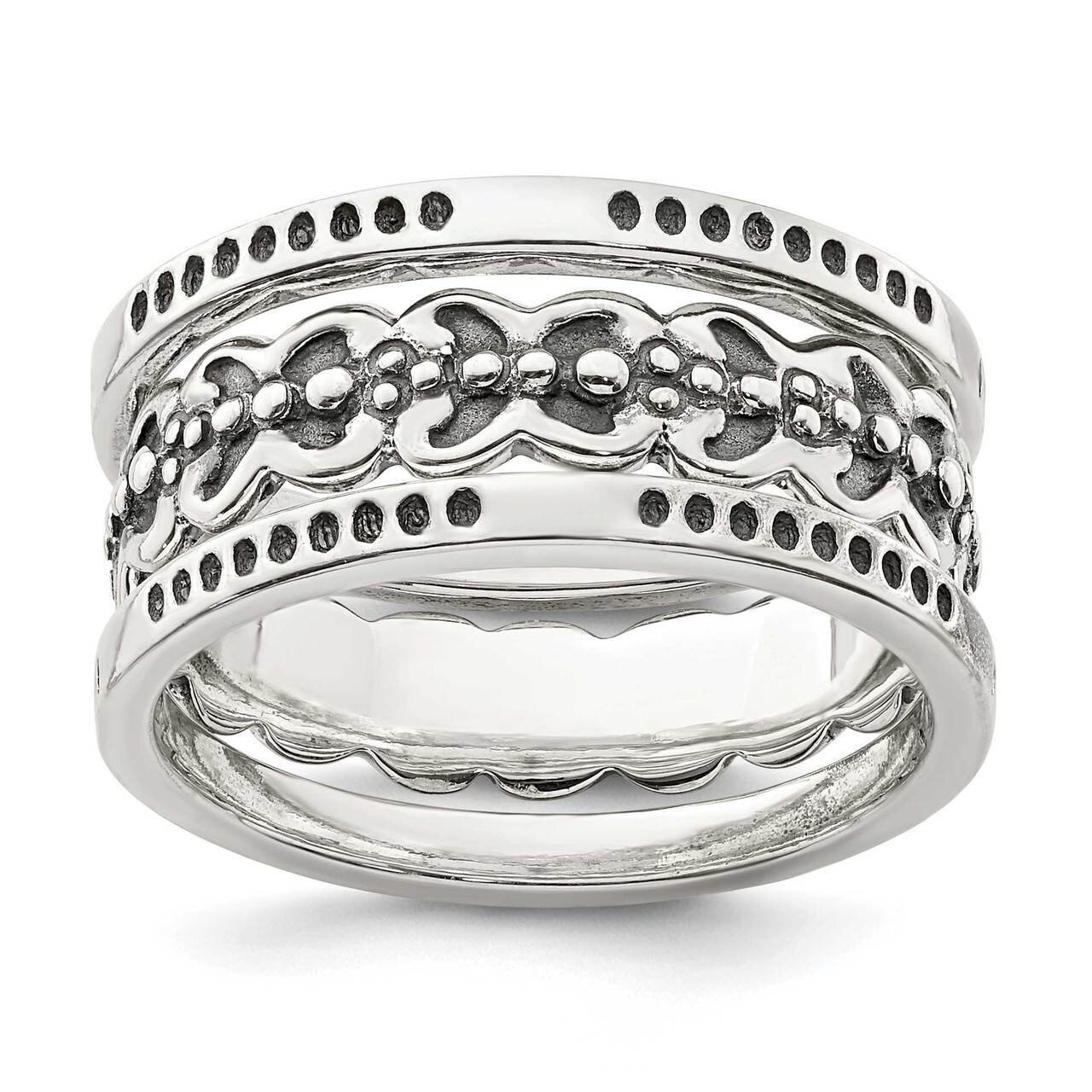Three Piece Set Antiqued Bands Sterling Silver QR6907, MPN: QR6907, 886774098029