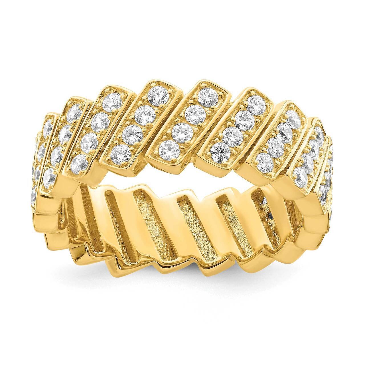 Slanted CZ Diamond Band Sterling Silver Gold-tone QR6910, MPN: QR6910, 883957951553