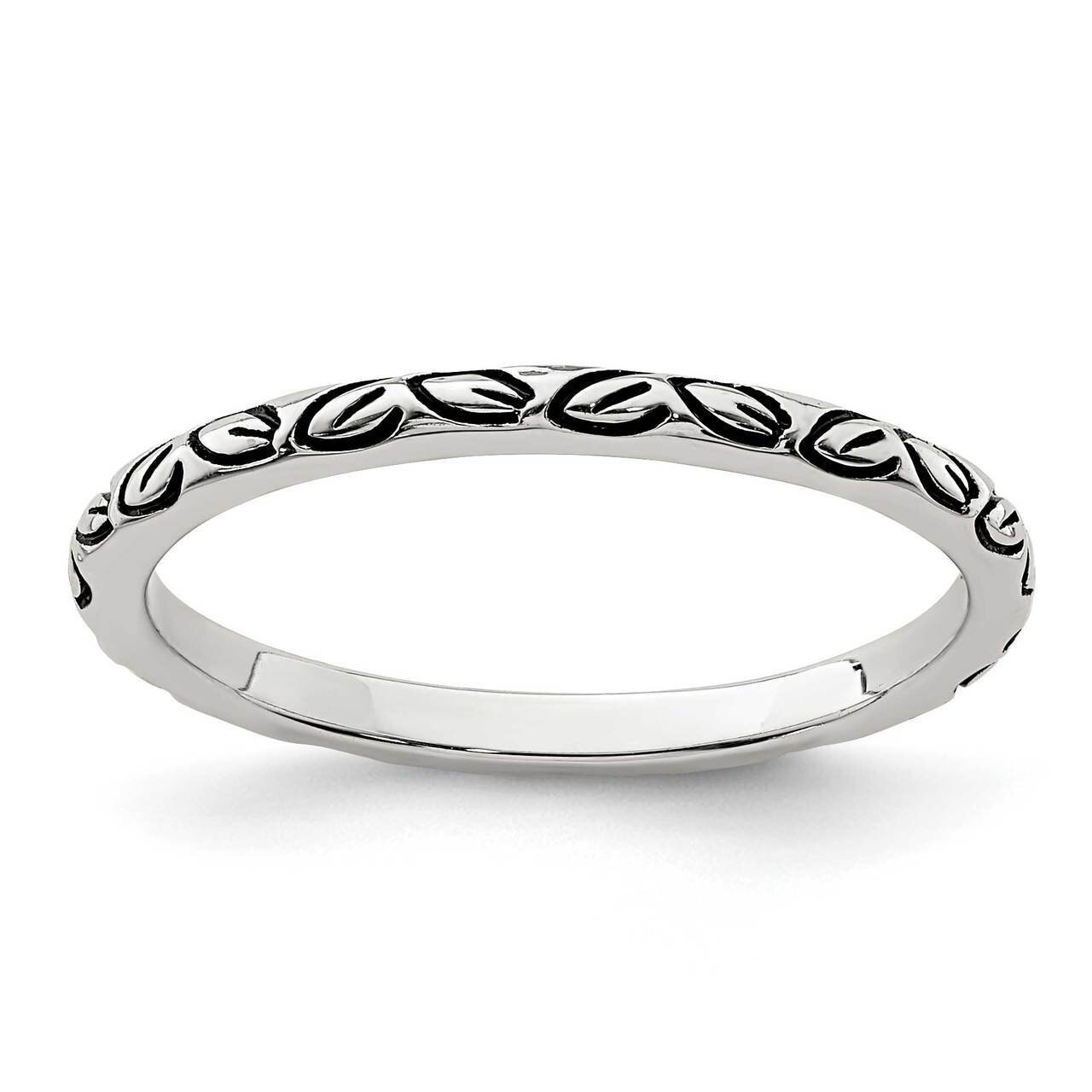 Antiqued Leaf Band Sterling Silver Rhodium-plated QR6917, MPN: QR6917, 883957733760