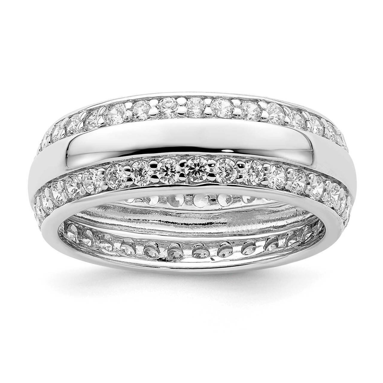 Ring Sterling Silver Rhodium Plated CZ Diamond QR6920, MPN: QR6920, 886774012742