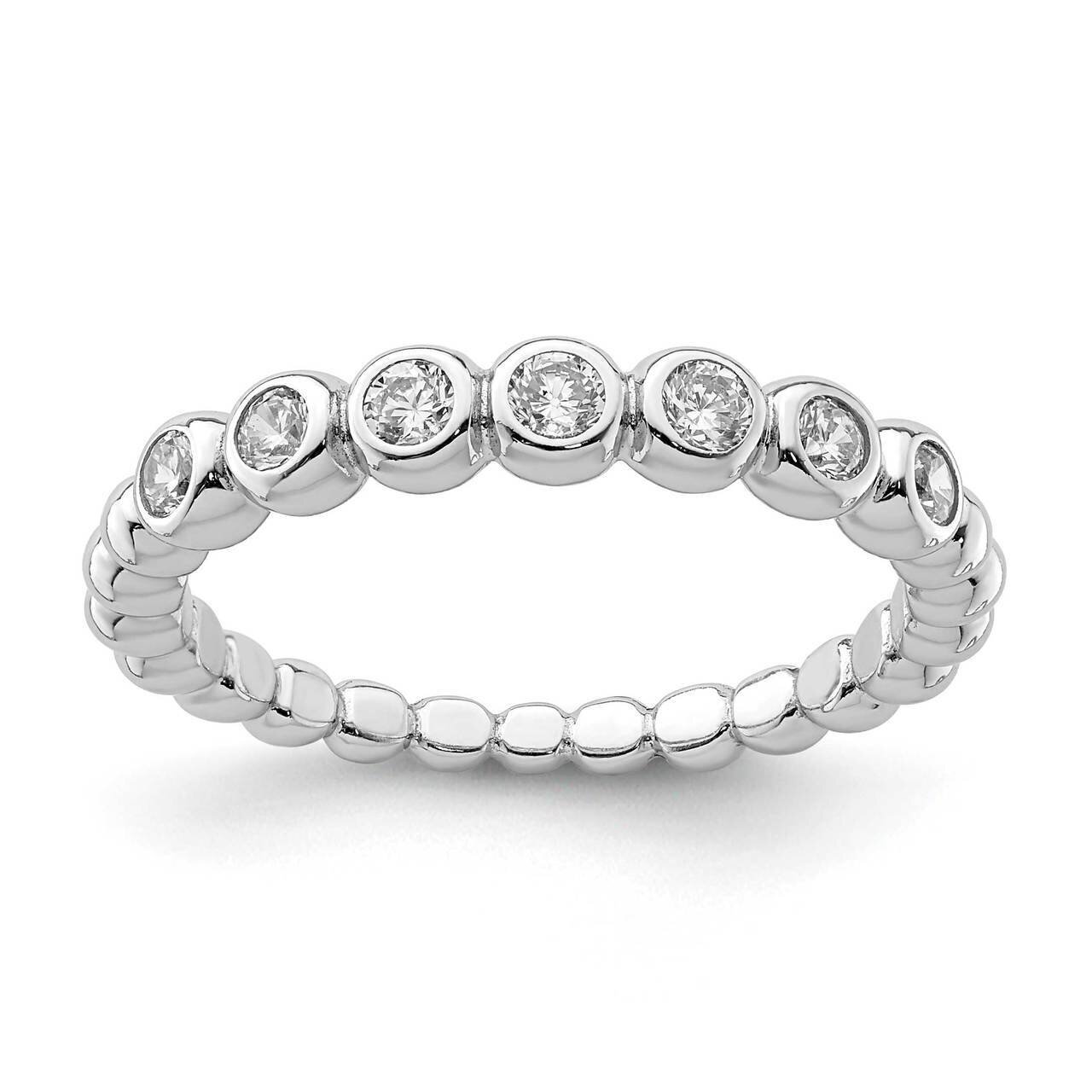 Ring Sterling Silver Rhodium Plated CZ Diamond QR6924, MPN: QR6924, 883957922676