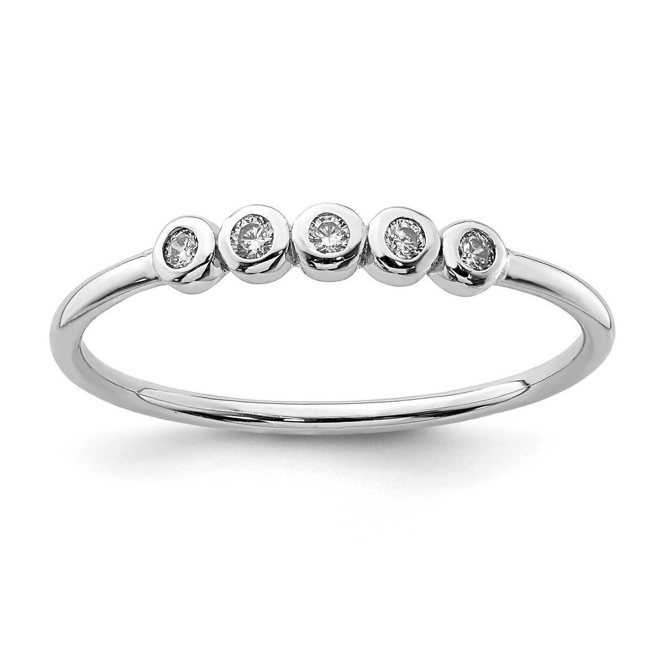 5-Bezel CZ Diamond Ring Sterling Silver Rhodium-plated QR6929, MPN: QR6929, 886774071497