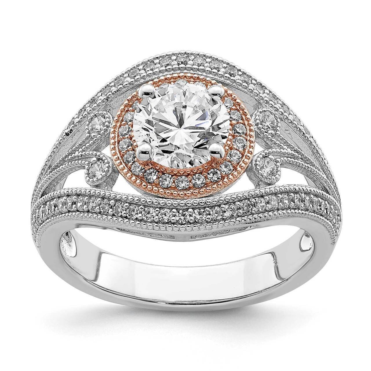 Rose-tone CZ Diamond Ring Sterling Silver Rhodium-plated QR6944
