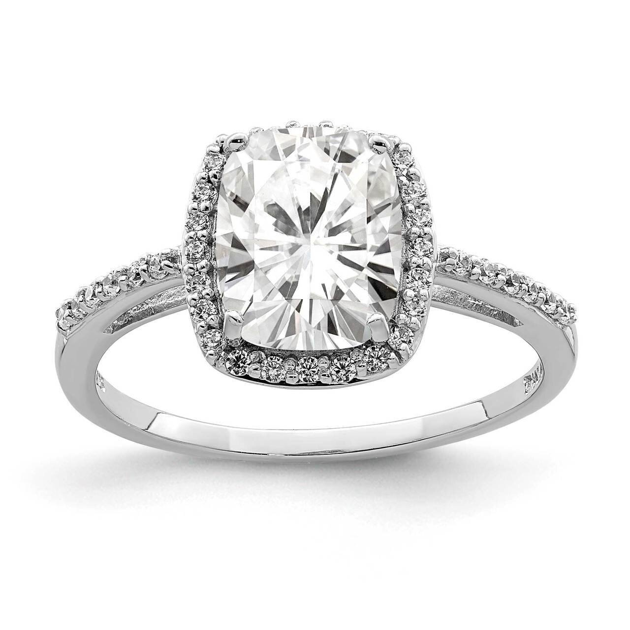 9x7 Cushion CZ Diamond Ring Sterling Silver Rhodium-plated QR6950, MPN: QR6950,