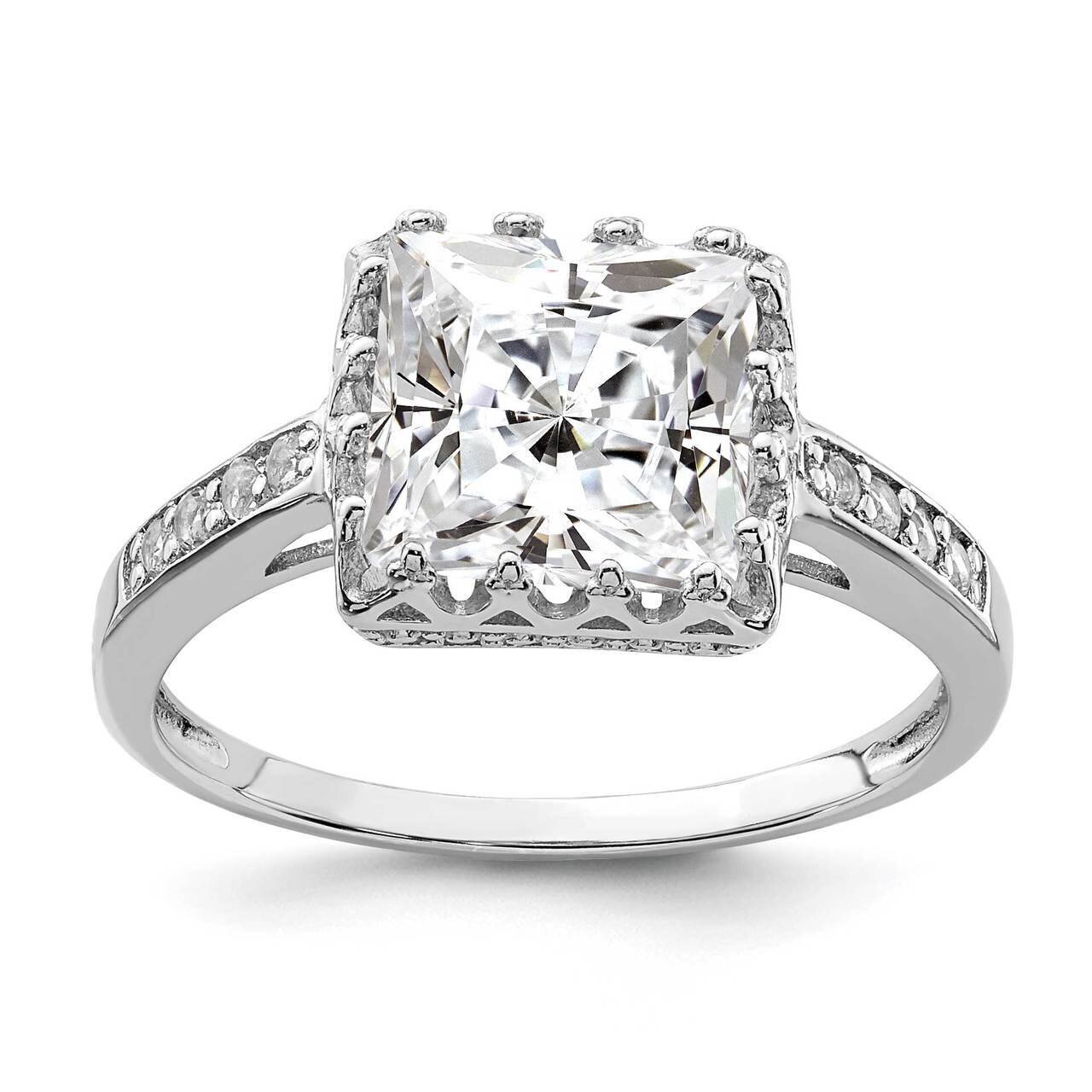Polished CZ Diamond Ring Sterling Silver Rhodium-plated QR6951, MPN: QR6951, 886774017983