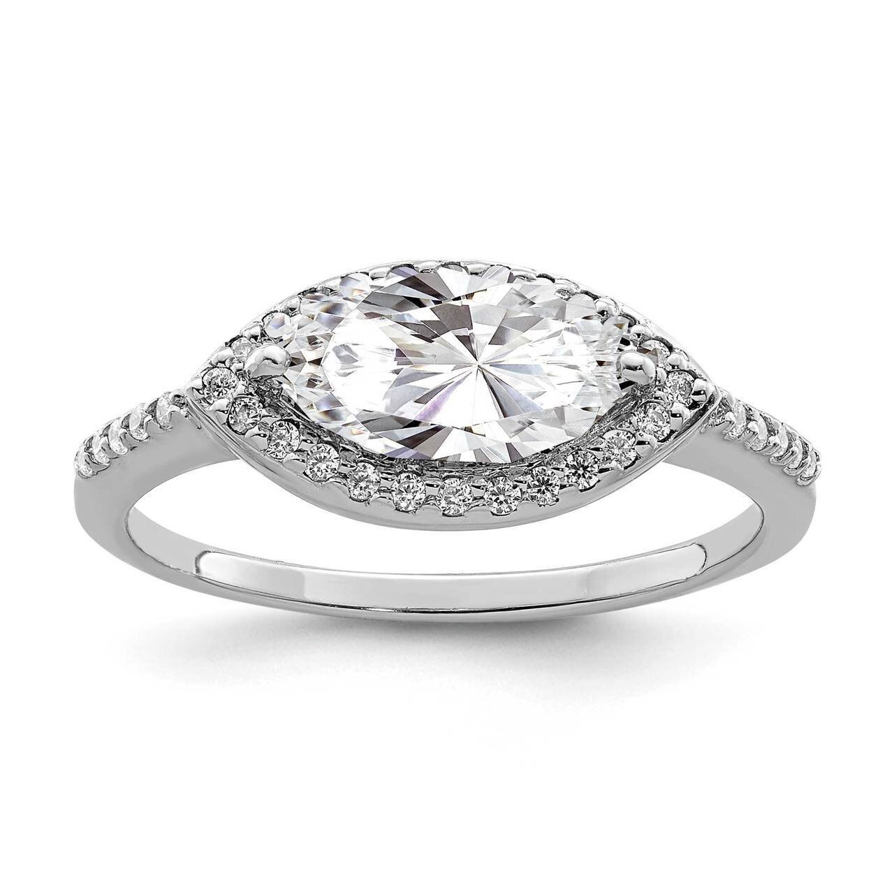 10x5 Marquise CZ Diamond Ring Sterling Silver Rhodium-plated QR6955