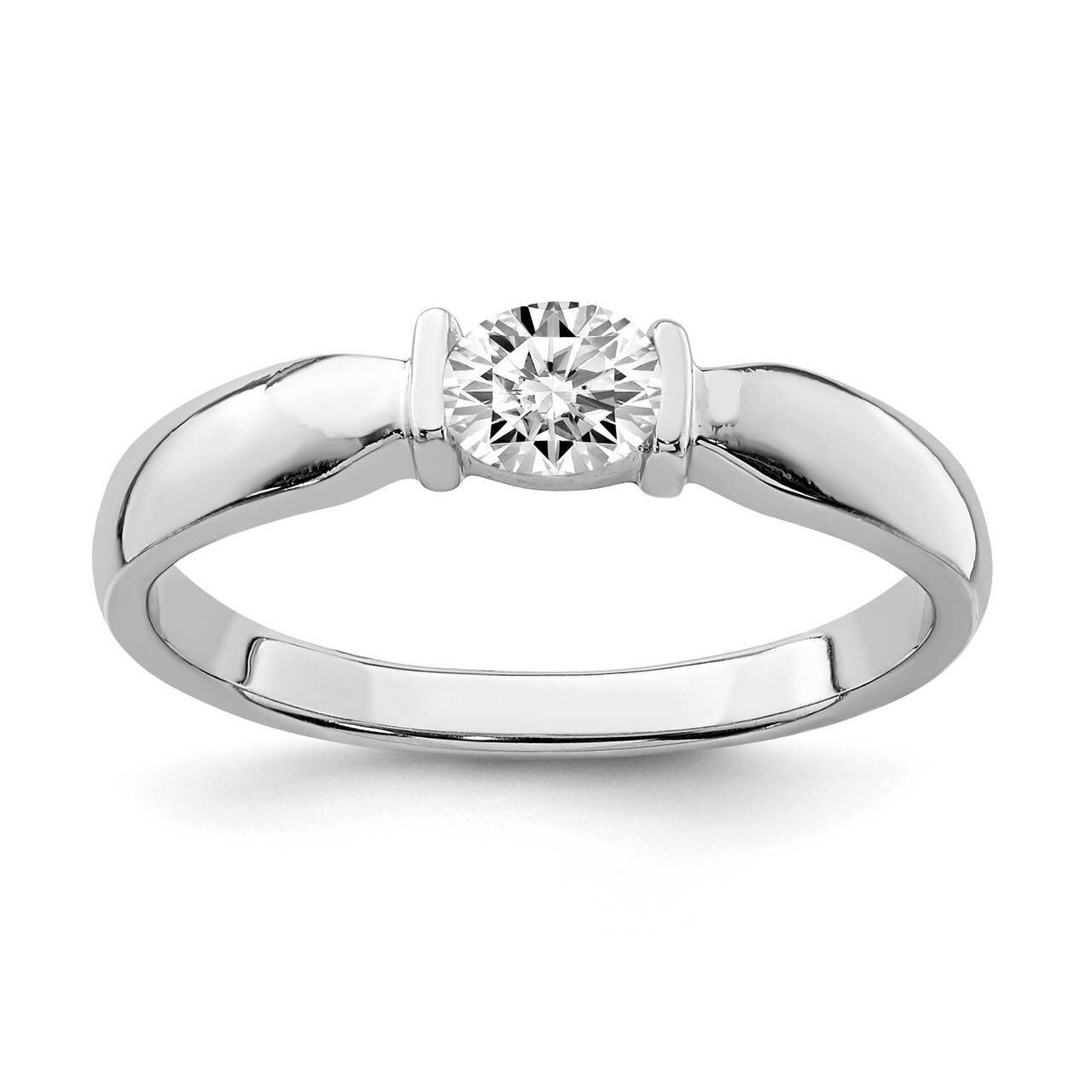 Oval CZ Diamond Ring Sterling Silver Rhodium-plated QR6960