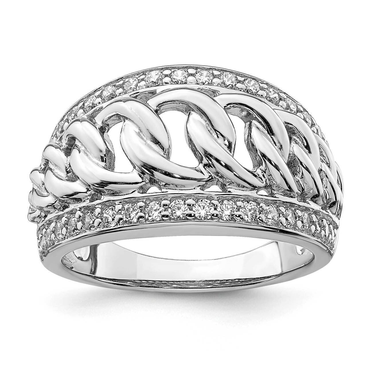 Ring Sterling Silver Rhodium Plated CZ Diamond QR6982, MPN: QR6982, 886774017303