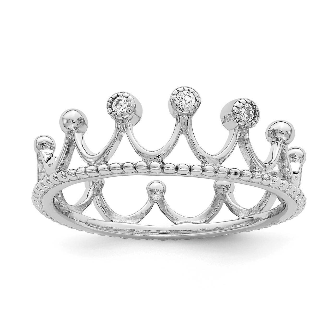 Crown Ring Sterling Silver Rhodium-plated CZ Diamond QR6984, MPN: QR6984, 886774012827