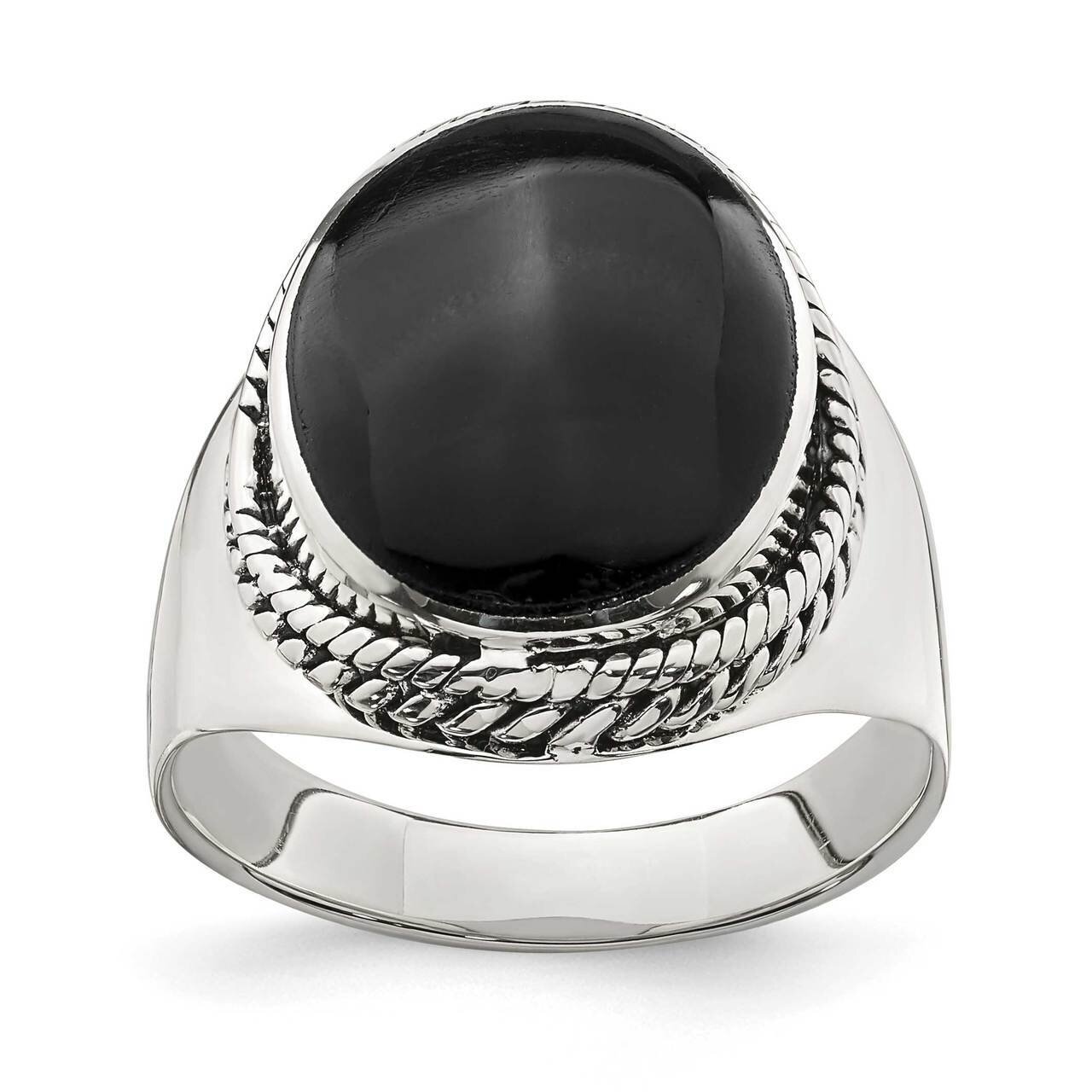 Black Onyx Ring Sterling Silver Polished QR6986