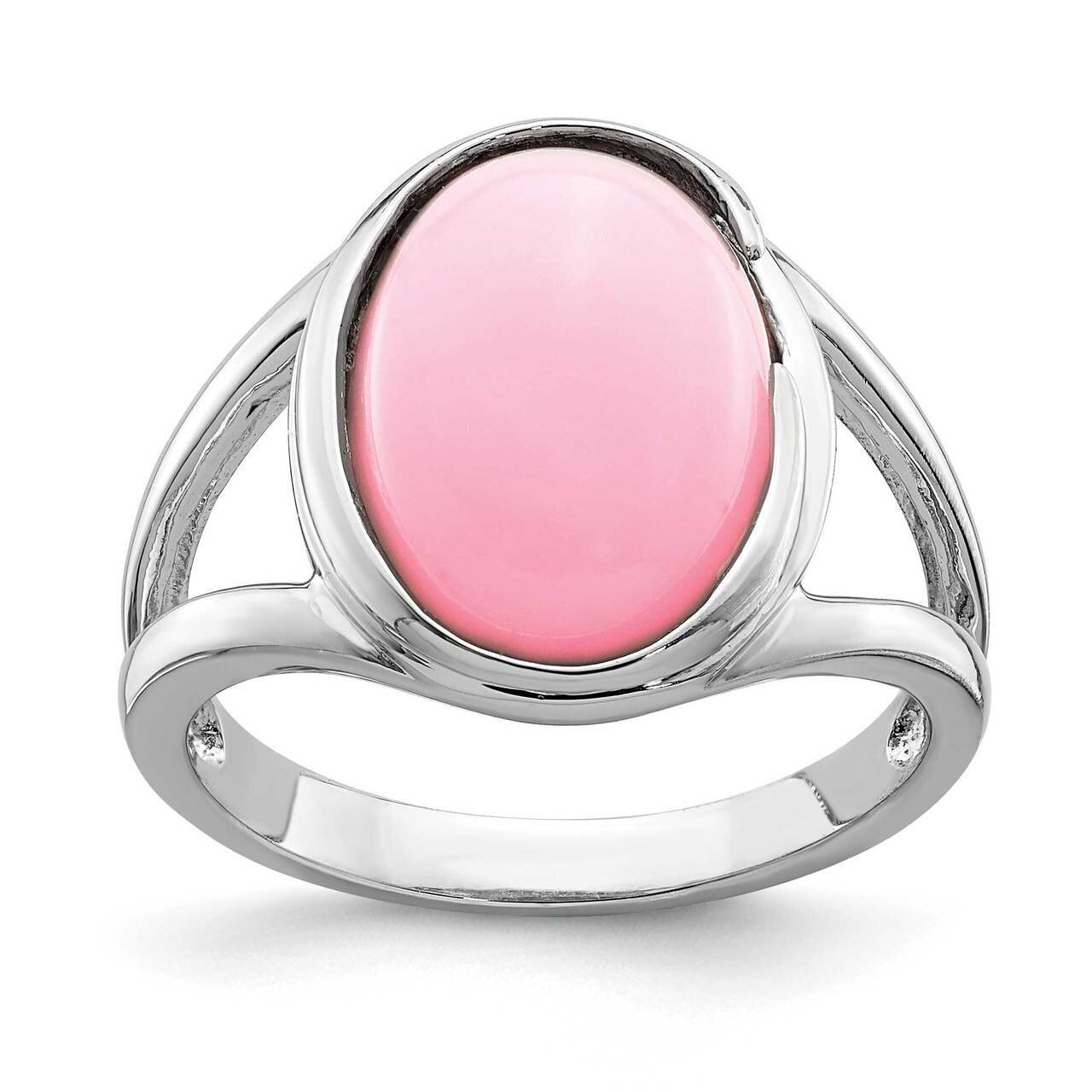 Cabochon Pink Opal Ring Sterling Silver Rhodium-plated QR6993, MPN: QR6993,