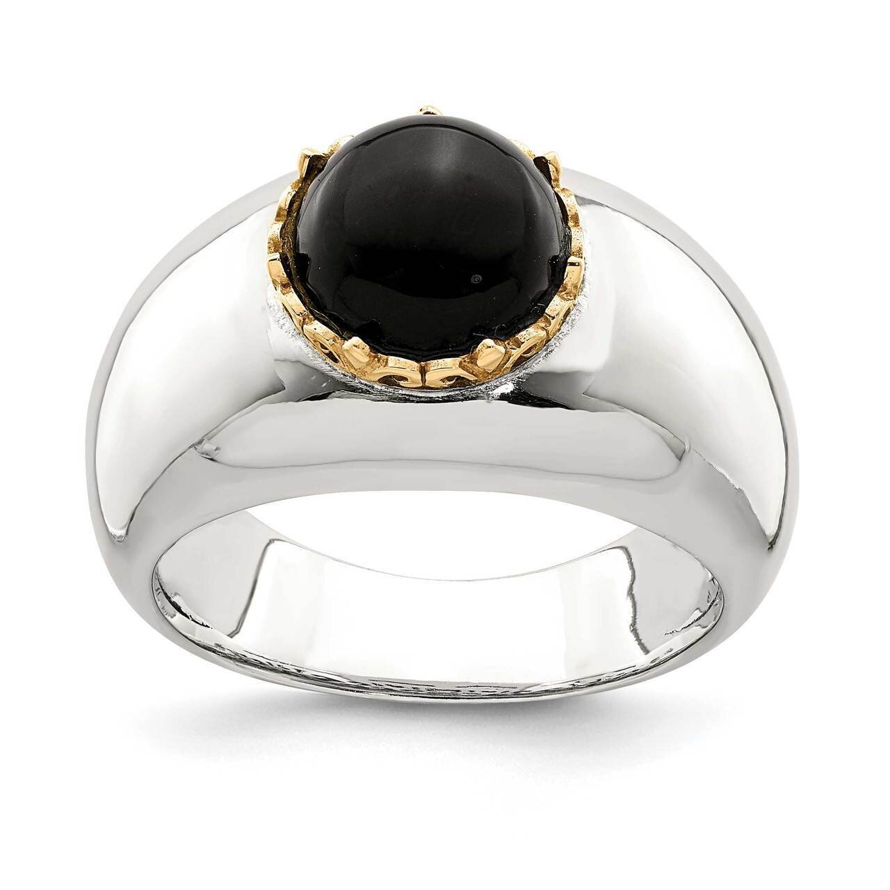 14k Round Black Onyx Ring Sterling Silver QR7002, MPN: QR7002, 883957223216