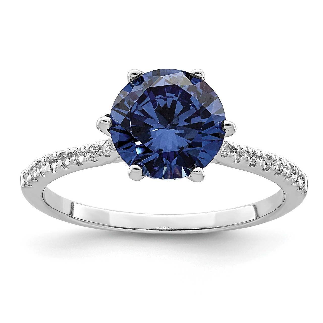 Blue and White CZ Diamond Ring Sterling Silver Rhodium Plated QR7019, MPN: QR7019, 883957832401