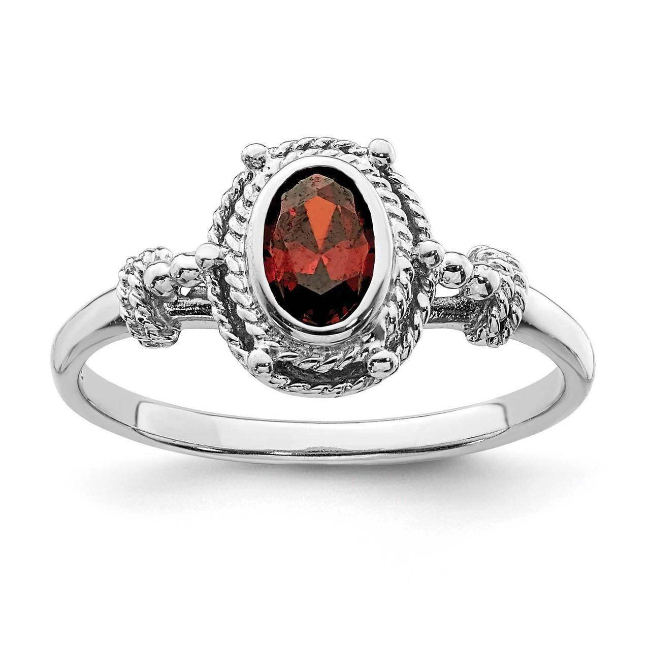 Red Oval CZ Diamond Stone Ring Sterling Silver Rhodium-plated QR7023, MPN: QR7023, 886774035994