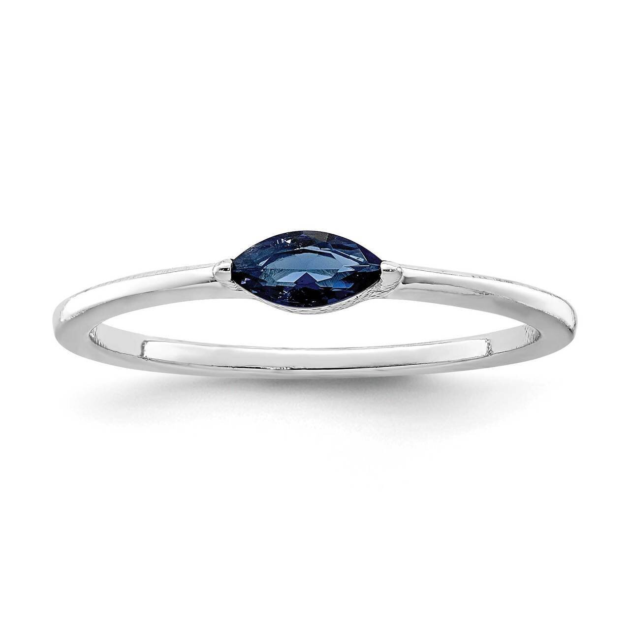 Blue CZ Diamond Ring Sterling Silver Rhodium Plated QR7028