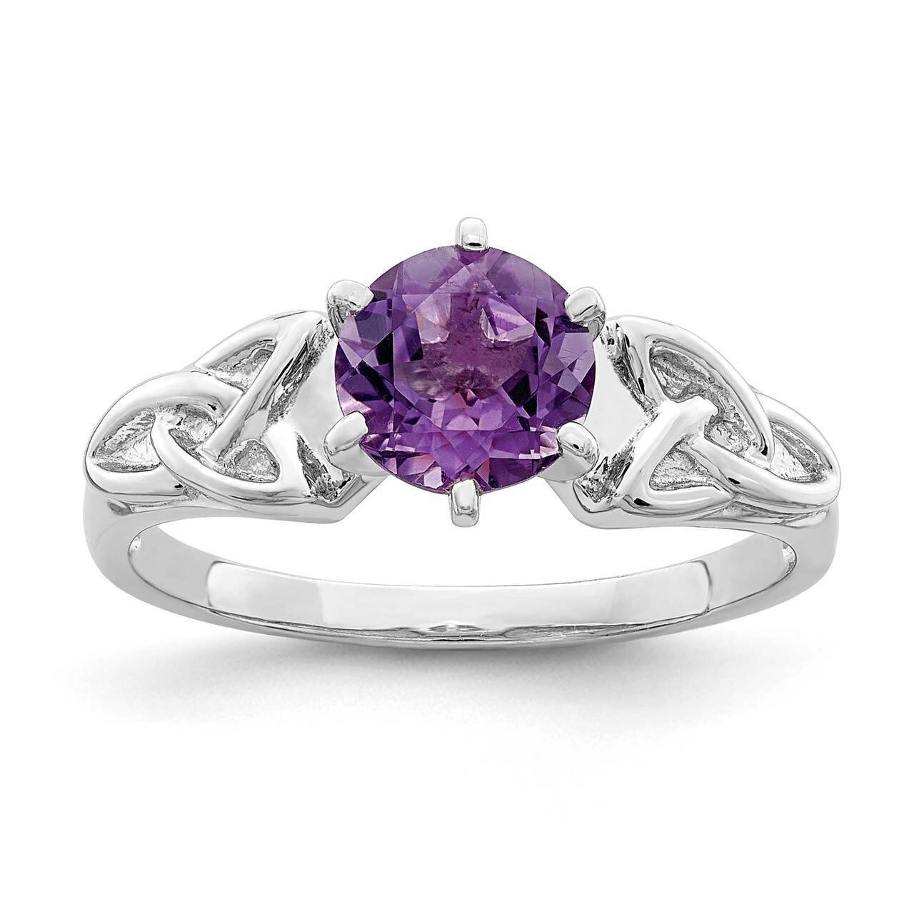 Amethyst Celtic Trinity Ring Sterling Silver Rhodium-plated QR7039, MPN: QR7039,
