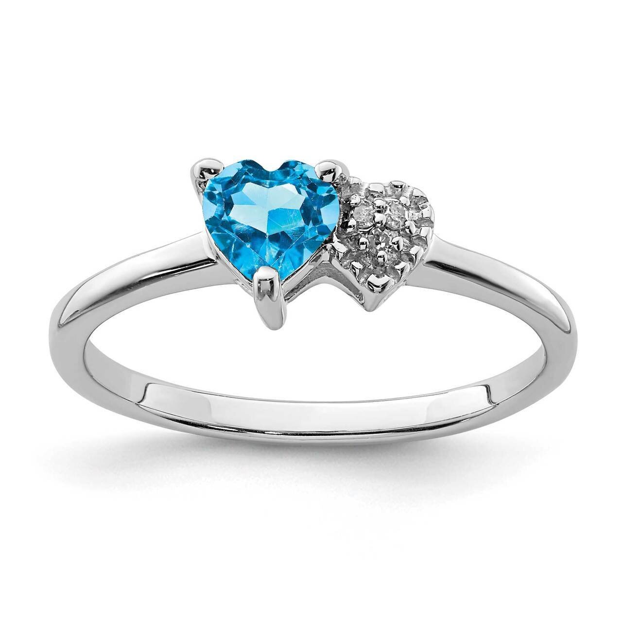 Blue Topaz and Diamond Ring Sterling Silver Polished QR7063DEC, MPN: QR7063DEC, 883957227832