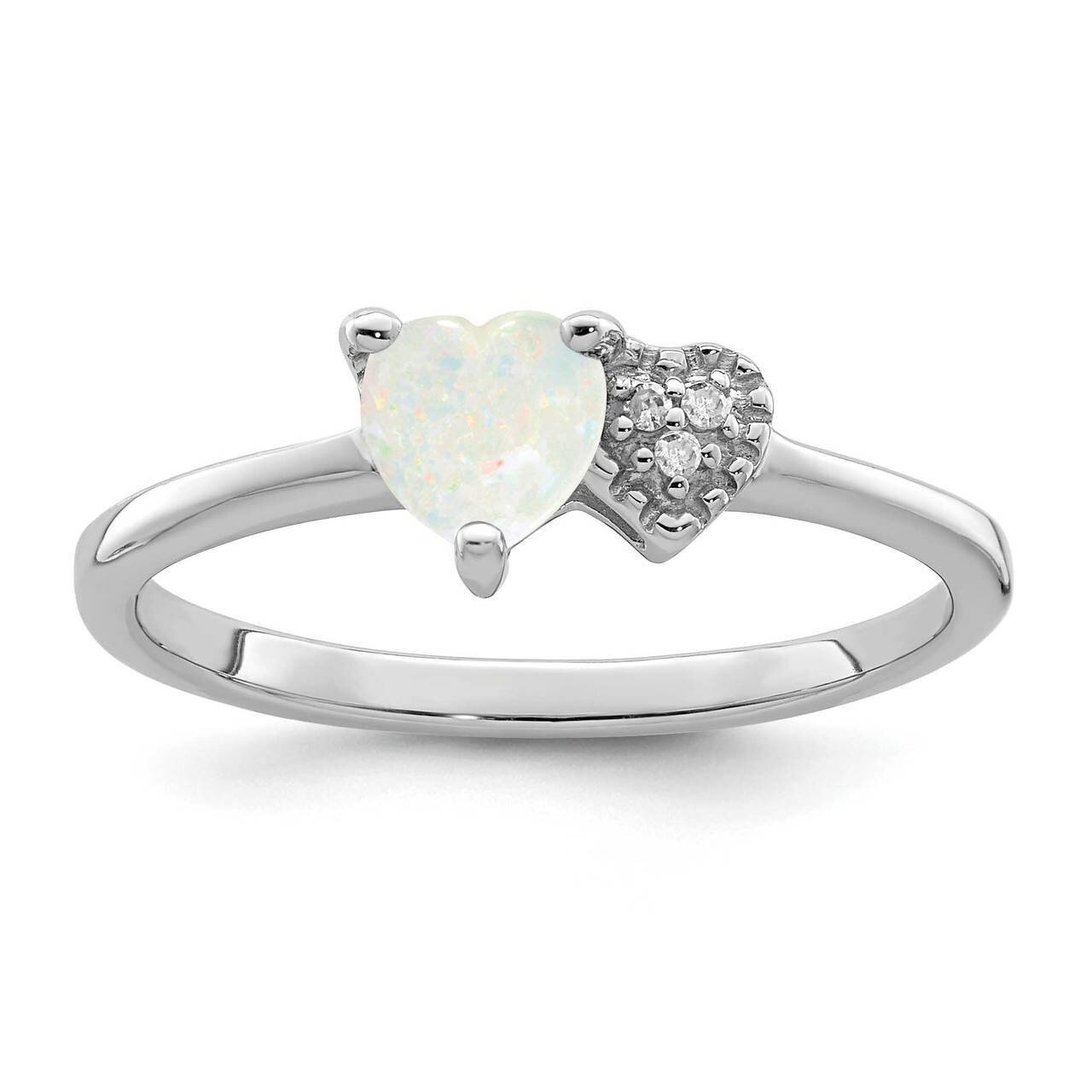 Opal and Diamond Ring Sterling Silver Polished QR7063OCT