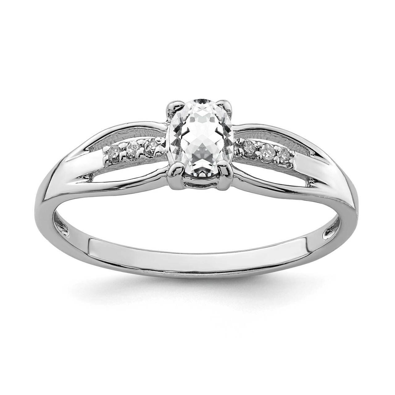 Diamond White Topaz Ring Sterling Silver Rhodium Plated QR7064APR, MPN: QR7064APR, 883957336350