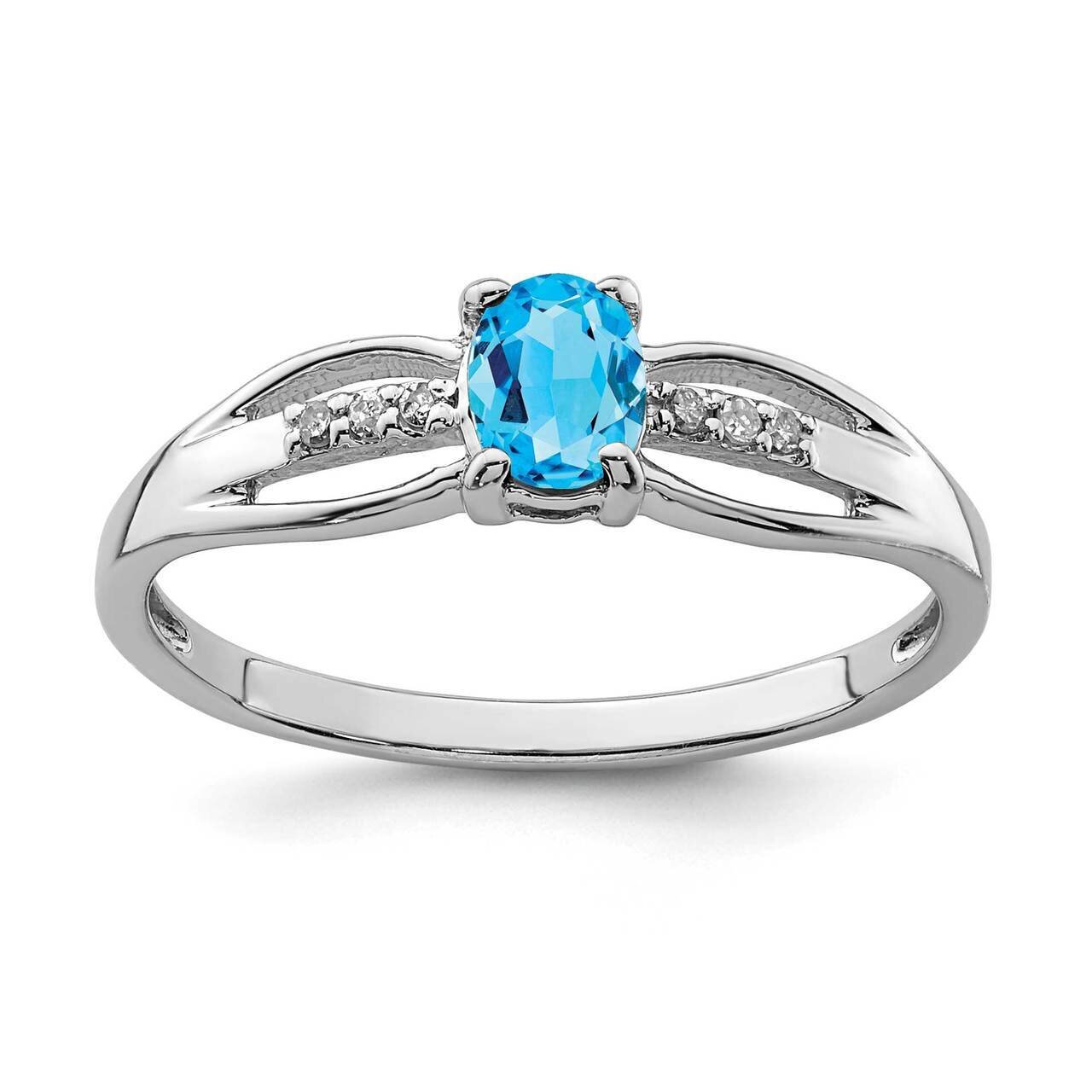 Diamond Light Swiss Blue Topaz Ring Sterling Silver Rhodium Plated QR7064DEC, MPN: QR7064DEC, 88395…