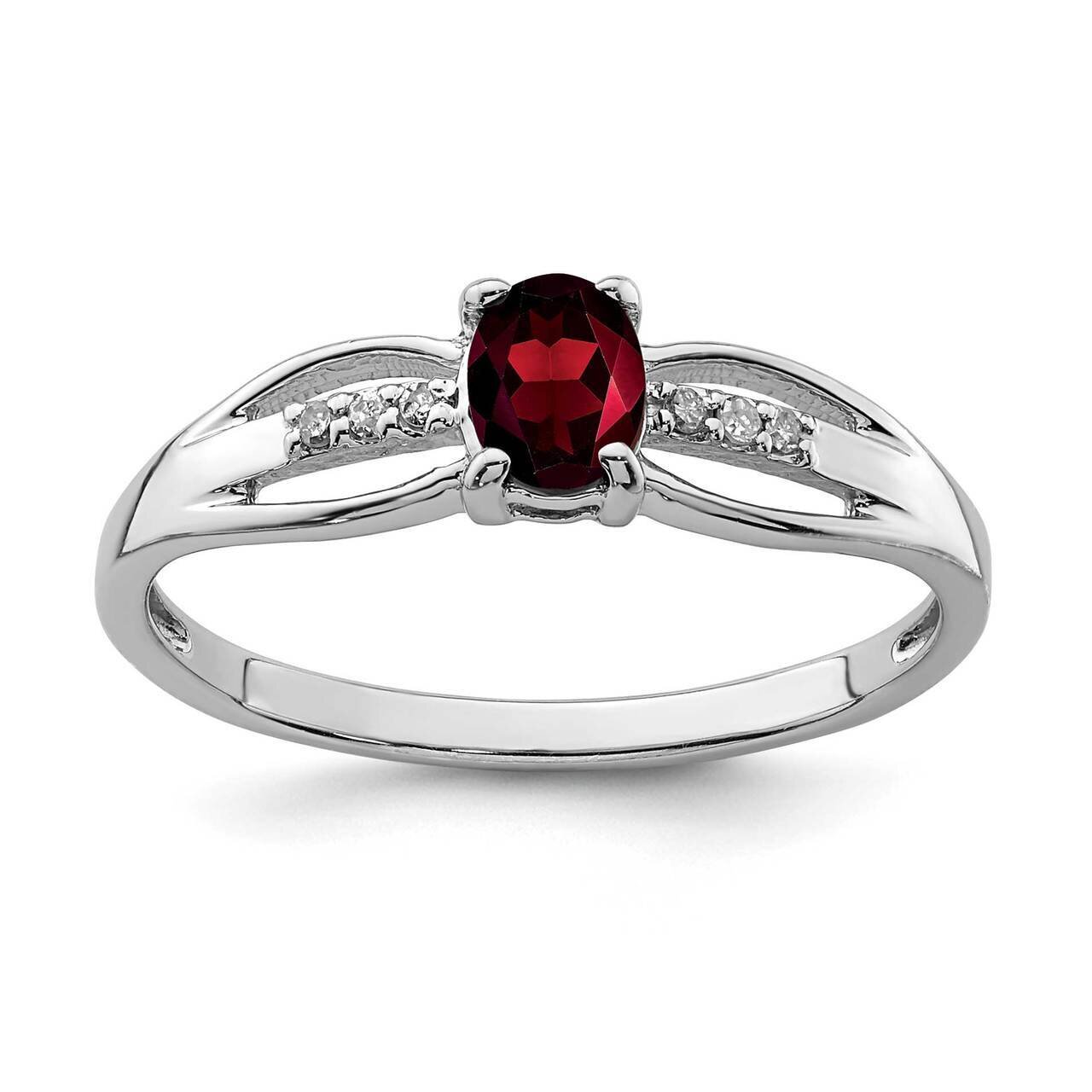 Diamond Garnet Ring Sterling Silver Rhodium Plated QR7064JAN, MPN: QR7064JAN, 883957337005