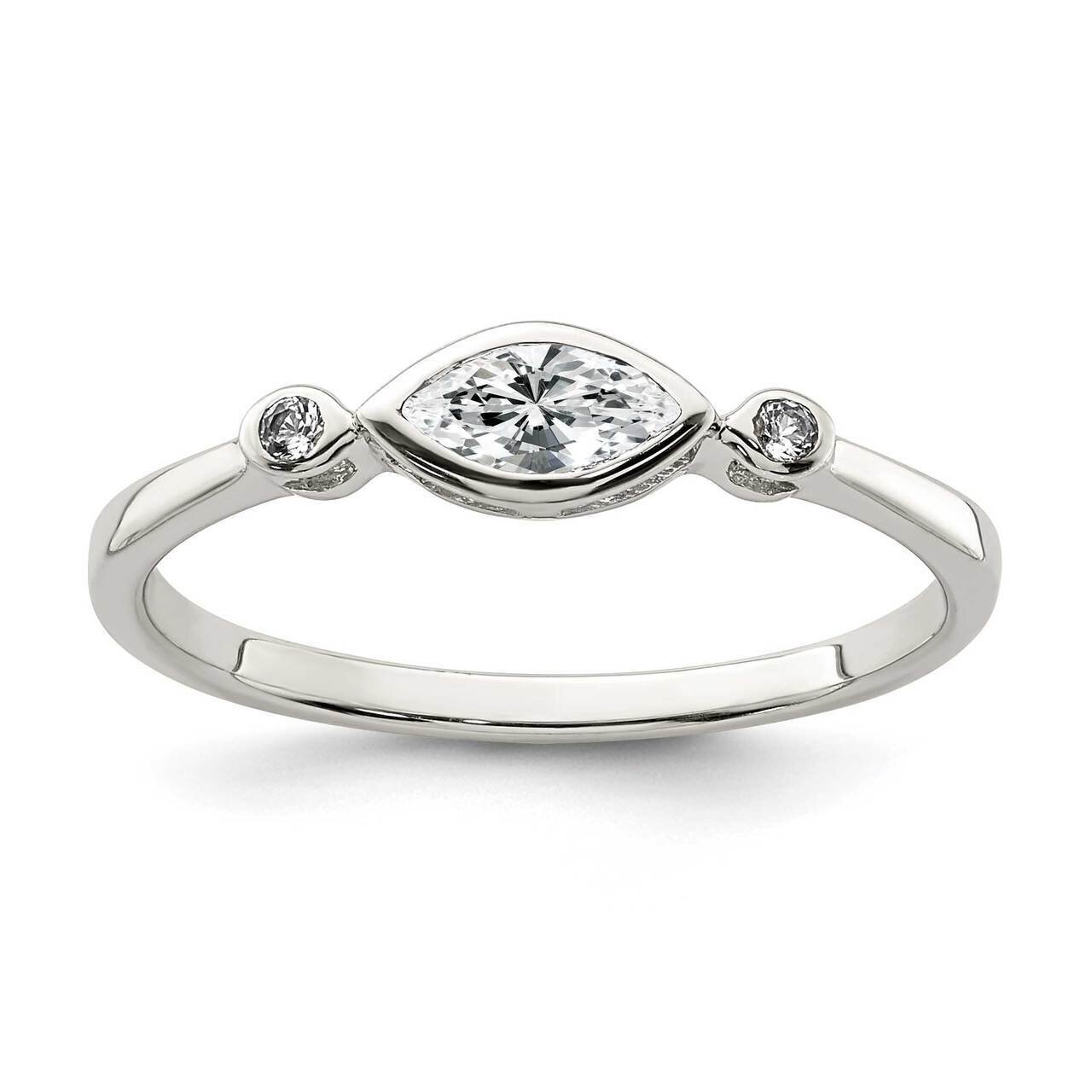 White Topaz Ring Sterling Silver Polished QR7065APR, MPN: QR7065APR, 883957619460