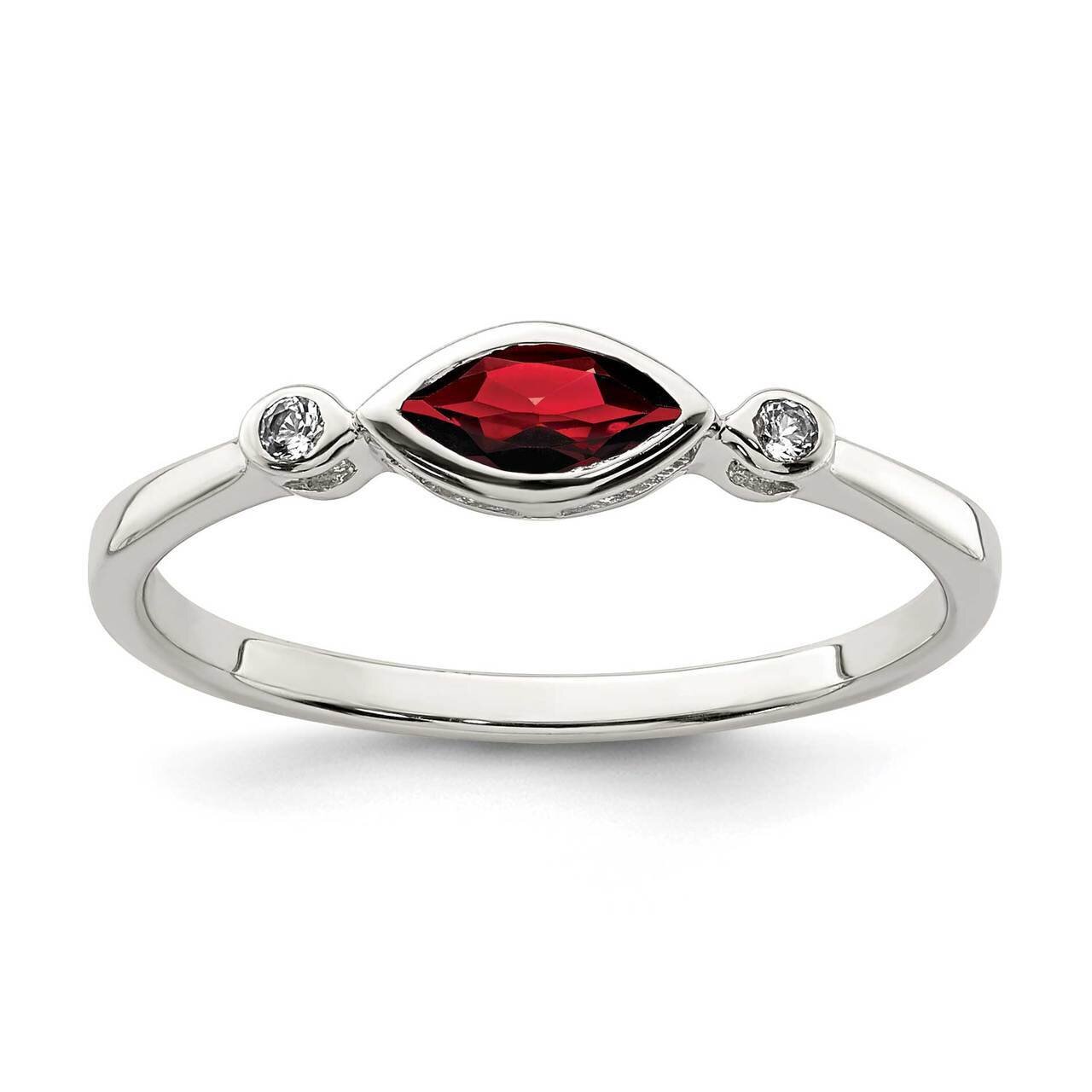 Garnet and White Topaz Ring Sterling Silver Polished QR7065JAN, MPN: QR7065JAN, 883957619477