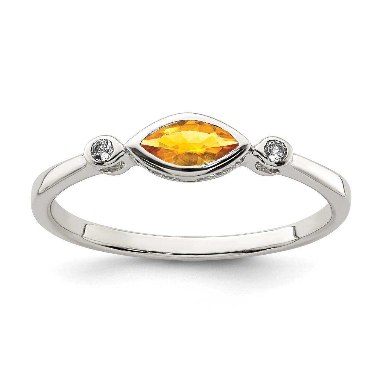 Citrine and White Topaz Ring Sterling Silver Polished QR7065NOV, MPN: QR7065NOV, 883957229034