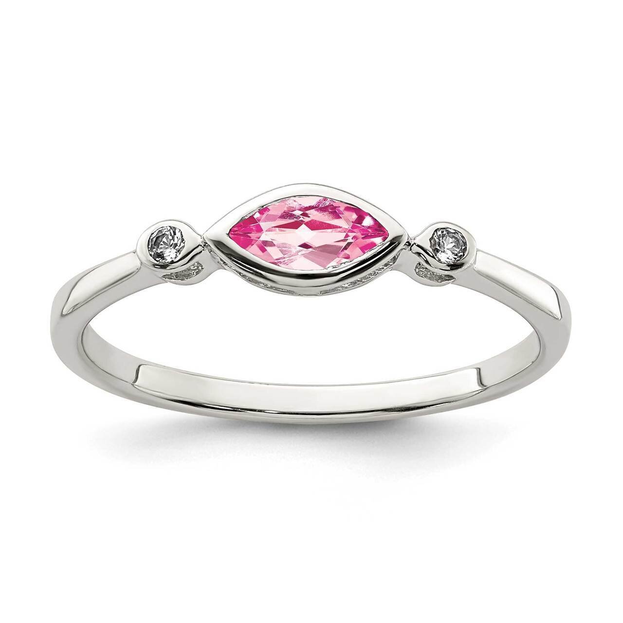 Pink Tourmaline and White Topaz Ring Sterling Silver Polished QR7065OCT, MPN: QR7065OCT, 8839571697…