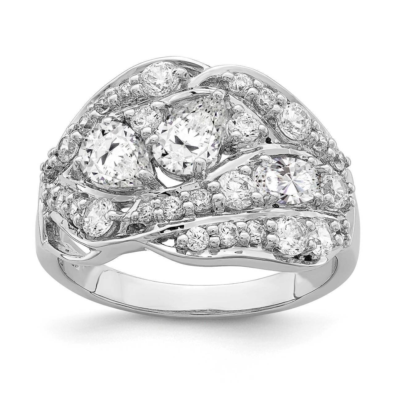 Pear CZ Diamond Fancy Ring Sterling Silver Rhodium-plated QR7113
