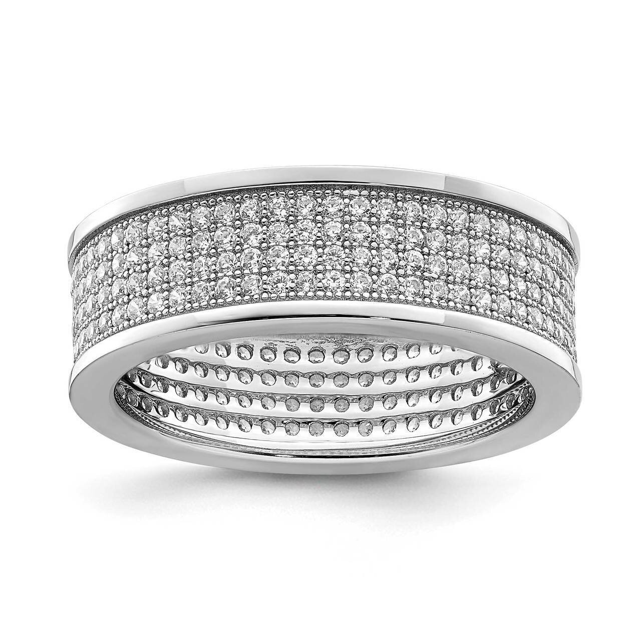 Pave CZ Diamond Eternity Band Sterling Silver Rhodium-plated QR7117, MPN: QR7117, 886774106304