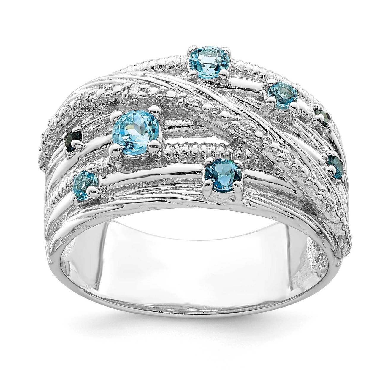 London Blue Topaz and Diamond Ring Sterling Silver Polished QR7134, MPN: QR7134, 883957229355