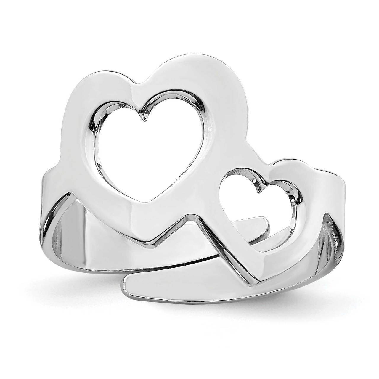 Two Hearts Adjustable Ring Sterling Silver Rhodium-plated QR7150, MPN: QR7150, 886774011707